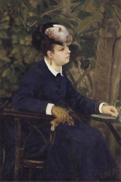 Pierre Renoir Woman in a Garden-Lise Trehot(Woman with a Segull Feather) Spain oil painting art